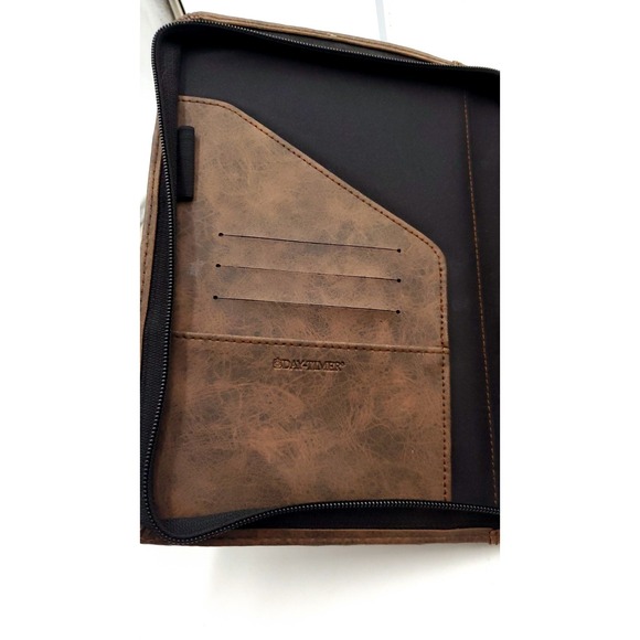 Vintage Day-Timer Organizer Planner Brown Zip Around 7 Rings 10.5x8" - Picture 3 of 13
